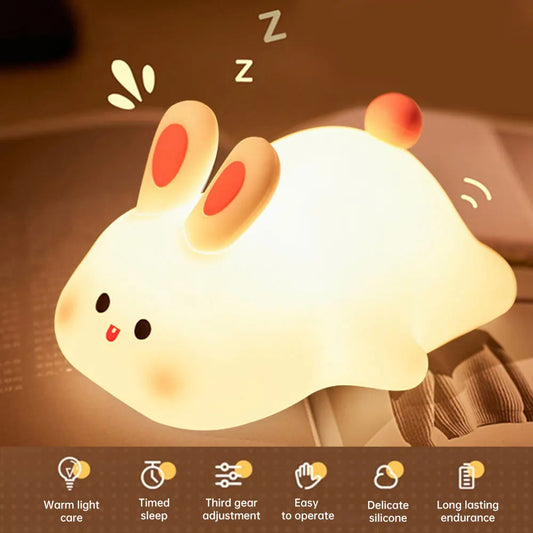 Rabbit Silicone Night Light Bedside Lamp 